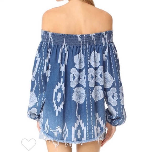 One Teaspoon Off the Shoulder Denim Top - Picture 2 of 7